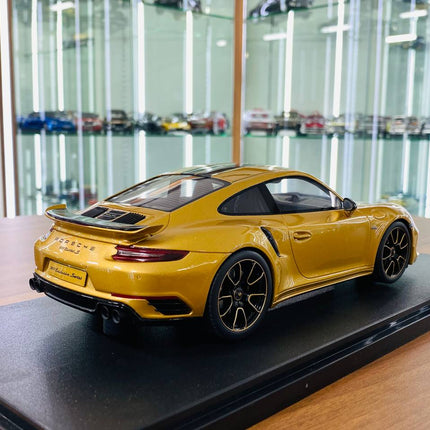 GT Spirit Porsche 911 Turbo S Resin Model 1/18 Gold Limited Edition - fine detailed model replica