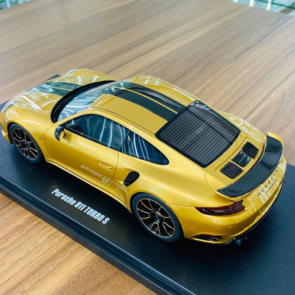 GT Spirit Porsche 911 Turbo S Resin Model 1/18 Gold Limited Edition - scale model for display