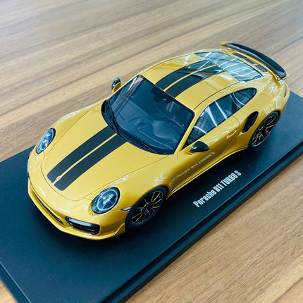 GT Spirit Porsche 911 Turbo S Resin Model 1/18 Gold Limited Edition - detailed die-cast style model