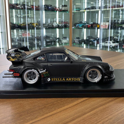 GT Spirit Porsche RWB 911 (964) Stella Artois 1:18 Resin Matt Black Limited - studio product photo of the scale model