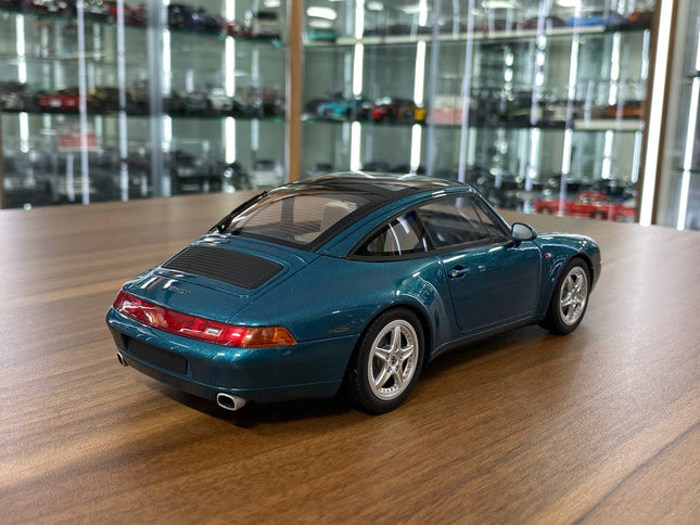 GT Spirit Porsche 911 993 Targa 1995 1:18 Resin Model Turquoise Blue - studio product photo of the scale model