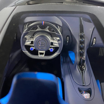 MR Collection Models Bugatti Chiron 1/8 Grey Matt Carbon Fiber Resin Model Car - collector display piece