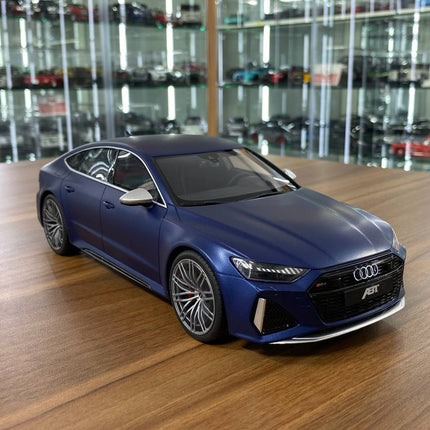 Audi RS 7 ABT Sportline 2020 1:18 Matt Blue Resin Model Car | GT Spirit - detailed collector display model