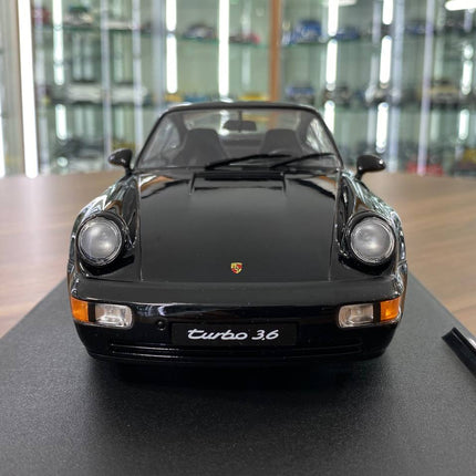 Solido Porsche 964 Turbo 1/18 Diecast Model Car Black 1990 - studio product photo of the scale model