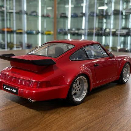 Solido 1/18 Diecast Porsche 911 964 Turbo 3.6 Roughe 1990 Dark Red Model Car - fine detailed model replica