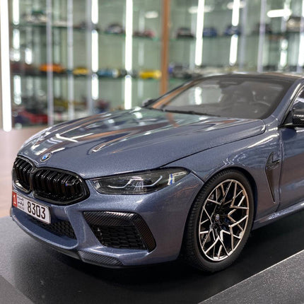 Minichamps BMW M8 Competition Coupe 2020 1:18 Metallic Blue Diecast Model - scale model collectible piece