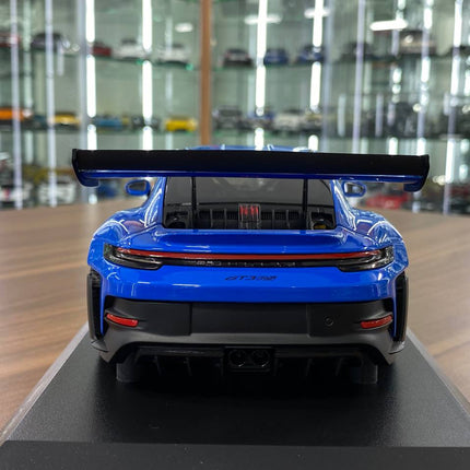 Minichamps Porsche 911 (992) GT3 RS 2023 1:18 Diecast Blue Silver Wheels - detailed die-cast style model