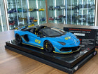 MR Collection 1:18 Lamborghini Aventador Roadster SVJ #63 Blue Yellow 1 of 1 Resin Model - detailed collector display model