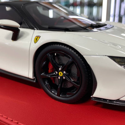 1/18 BBR Ferrari SF90 Stradale Resin Model Gloss Avus White - detailed die-cast style model