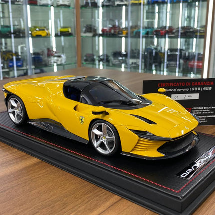 MR Collection Models Ferrari Daytona SP3 2019 1:18 Giallo Modena Resin Model Car - detailed collector display model