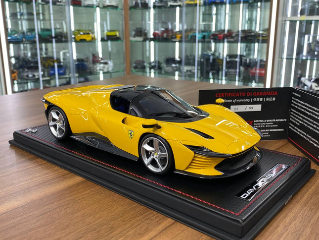 MR Collection Models Ferrari Daytona SP3 2019 1:18 Giallo Modena Resin Model Car - detailed collector display model
