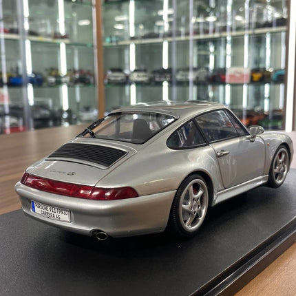 1:18 Porsche 911 (993) Carrera 4S 1995 Silver Diecast Model Car - fine detailed model replica