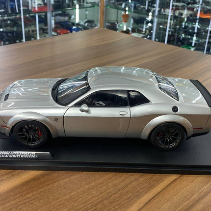 1/18 Diecast Solido Dodge Challenger SRT HellCat RedEye WIDE BODY Triple Nickel 2023 in Silver - detailed die-cast style mode