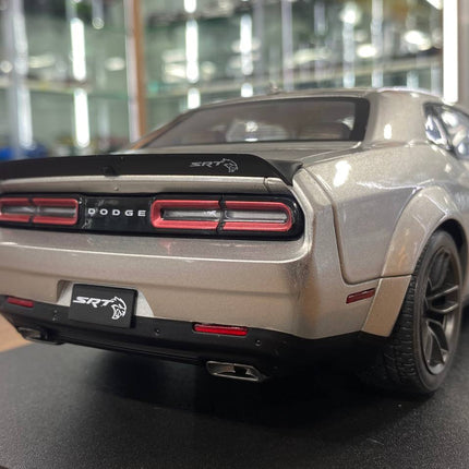 1/18 Diecast Solido Dodge Challenger SRT HellCat RedEye WIDE BODY Triple Nickel 2023 in Silver - scale model for display
