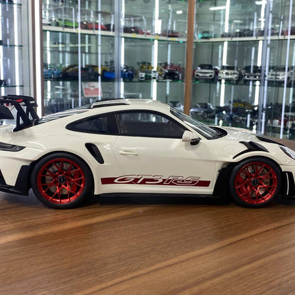 GT Spirit Porsche 911 (992) GT3 RS 1:12 Resin Model Car Off White Red Rim Limited Edition - collectible scale model car