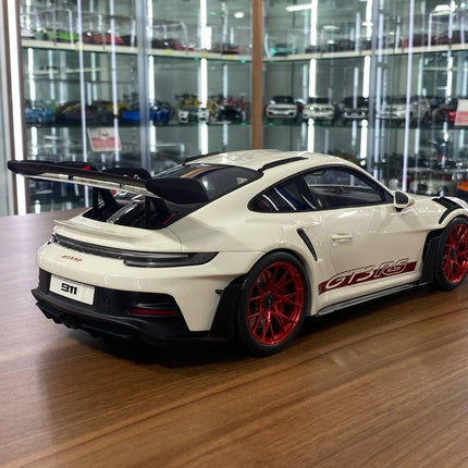 GT Spirit Porsche 911 (992) GT3 RS 1:12 Resin Model Car Off White Red Rim Limited Edition - fine detailed model replica