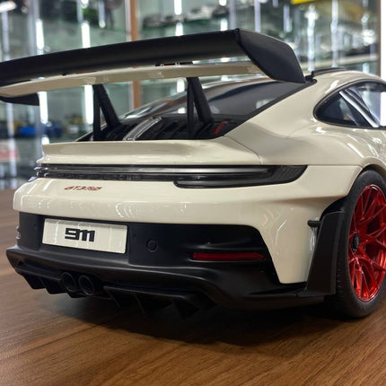 GT Spirit Porsche 911 (992) GT3 RS 1:12 Resin Model Car Off White Red Rim Limited Edition - scale model collectible piece