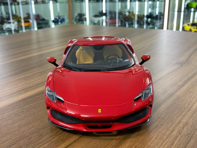 Bburago Ferrari 296 GTB 1/18 Red Diecast Model Car - studio product photo of the scale model