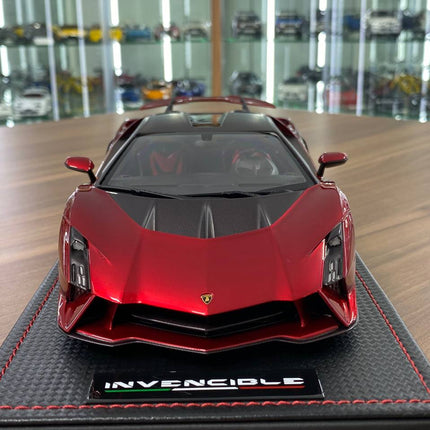 MR Collection Lamborghini Invencible 1/18 Resin Model Rosso Efesto - studio product photo of the scale model