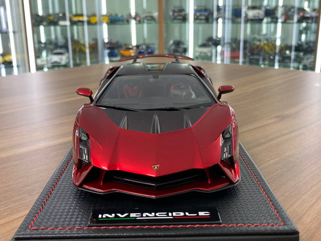 MR Collection Lamborghini Invencible 1/18 Resin Model Rosso Efesto - studio product photo of the scale model