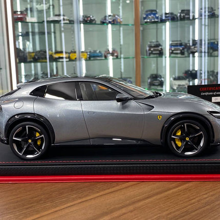 MR Collection 1/18 Ferrari Purosangue Grigio Titanio Resin Model - collectible scale model car