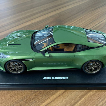 GT Spirit Aston Martin DB12 1:18 Green Resin Model Car - detailed die-cast style model