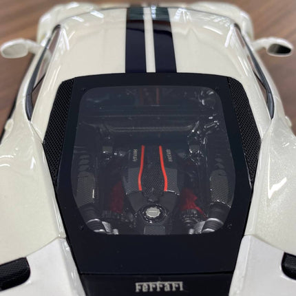 MR Collection Models Ferrari 488 Pista 1:18 Resin Model White/Black Stripes - scale model for display
