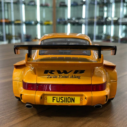 Solido 1/18 Porsche 964 RWB HIBIKI 2016 Orange Diecast Model Car - premium collector scale model