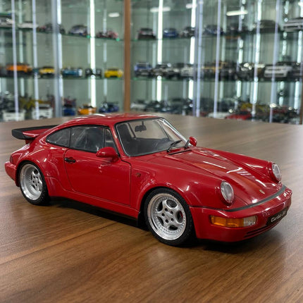 Solido 1/18 Diecast Porsche 911 964 Turbo 3.6 Roughe 1990 Dark Red Model Car - detailed collector display model