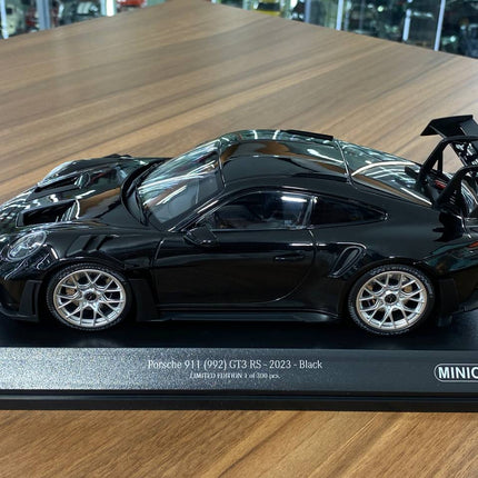 Minichamps 1:18 Porsche 911 (992) GT3 RS 2023 Black Diecast Model - premium collector scale model
