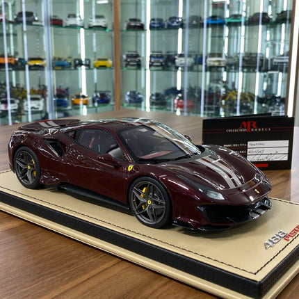 MR Collection 1:18 Ferrari 488 Pista Rubino Micalizzato Resin Model - detailed collector display model