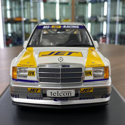 Minichamps Mercedes-Benz 190E Evo 1 1:18 Diecast Model MS-JET-Racing DTM 1990 - studio product photo of the scale model