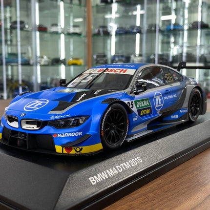 Minichamps BMW M4 DTM 2019 1:18 Diecast Model Car Blue Racing Decal - scale model for display