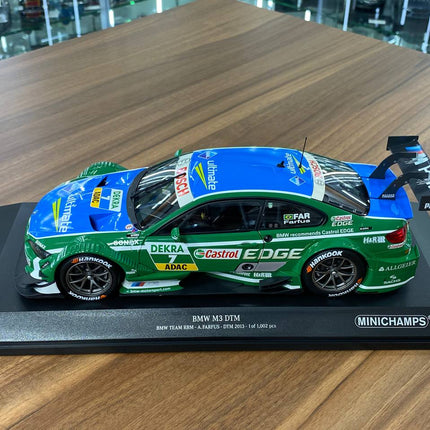 Minichamps BMW M3 DTM 2013 #7 1:18 Diecast Model Car Green - scale model for display