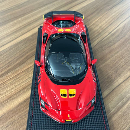 MR Collection 1:18 Ferrari SF90 XX Stradale Rosso Corsa Resin Model - studio product photo of the scale model