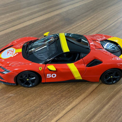Bburago 1/18 Ferrari SF90 Stradale Assetto Fiorano Diecast Red/Yellow - detailed die-cast style model