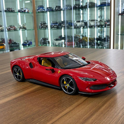 Bburago Ferrari 296 GTB 1/18 Red Diecast Model Car - detailed collector display model