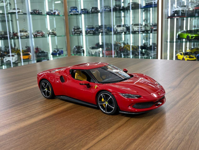 Bburago Ferrari 296 GTB 1/18 Red Diecast Model Car - detailed collector display model