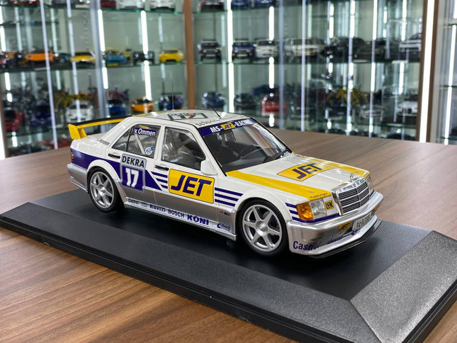 Minichamps Mercedes-Benz 190E Evo 1 1:18 Diecast Model MS-JET-Racing DTM 1990 - detailed collector display model