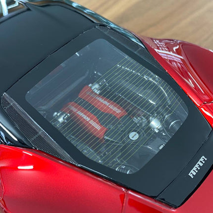 MR Collection Models Ferrari 488 GTB 1:18 Resin Model Red Black Roof - detailed die-cast style model