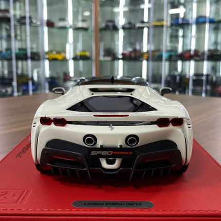 1/18 BBR Ferrari SF90 Stradale Resin Model Gloss Avus White - premium collector scale model