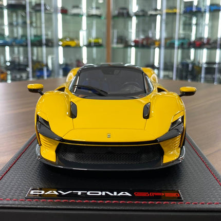 MR Collection Models Ferrari Daytona SP3 2019 1:18 Giallo Modena Resin Model Car - studio product photo of the scale model