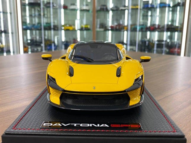 MR Collection Models Ferrari Daytona SP3 2019 1:18 Giallo Modena Resin Model Car - studio product photo of the scale model