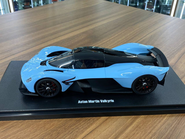 GT Spirit 1/18 Aston Martin Valkyrie 2023 Blue Resin Model Limited Edition - studio product photo of the scale model