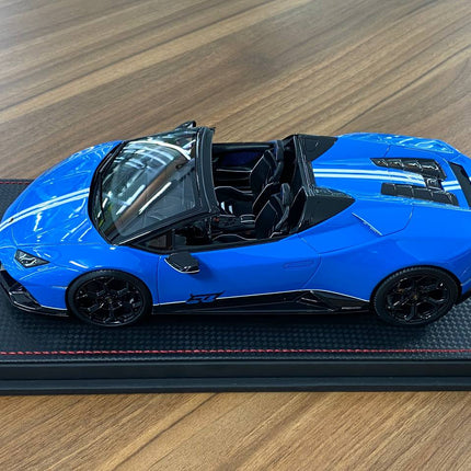 MR Collection 1/18 Lamborghini Huracan EVO Spyder Blu Le Mans Resin Model - scale model for display