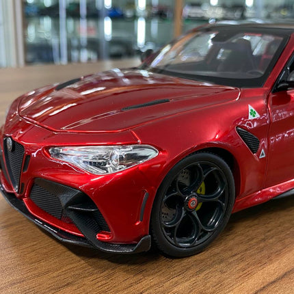 1/18 Diecast Alfa Romeo Giulia GTAm 2020 Red Metallic Bburago Model Car - detailed die-cast style model