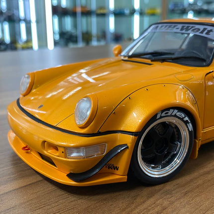 Solido 1/18 Porsche 964 RWB HIBIKI 2016 Orange Diecast Model Car - detailed die-cast style model