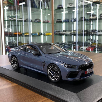 Minichamps BMW M8 Competition Coupe 2020 1:18 Metallic Blue Diecast Model - detailed collector display model