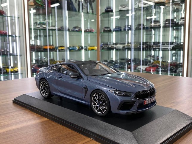 Minichamps BMW M8 Competition Coupe 2020 1:18 Metallic Blue Diecast Model - detailed collector display model