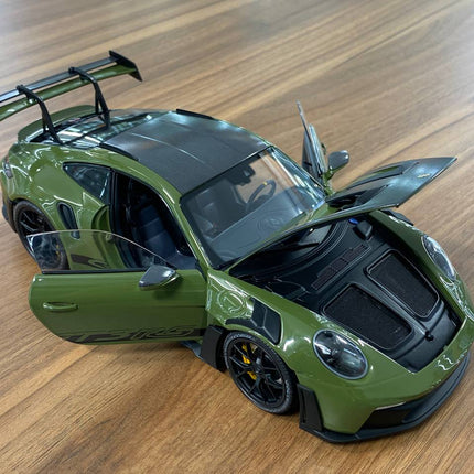 Minichamps Porsche 911 (992) GT3 RS 2024 Weissach Paket 1:18 Diecast Model NATO Olive - scale model for display